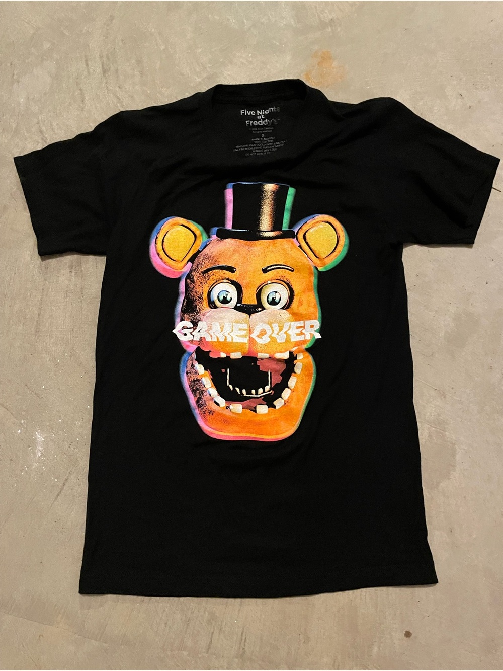 Black Five Nights at Freddy's Game Over Graphic Print Men's T-shirt Small